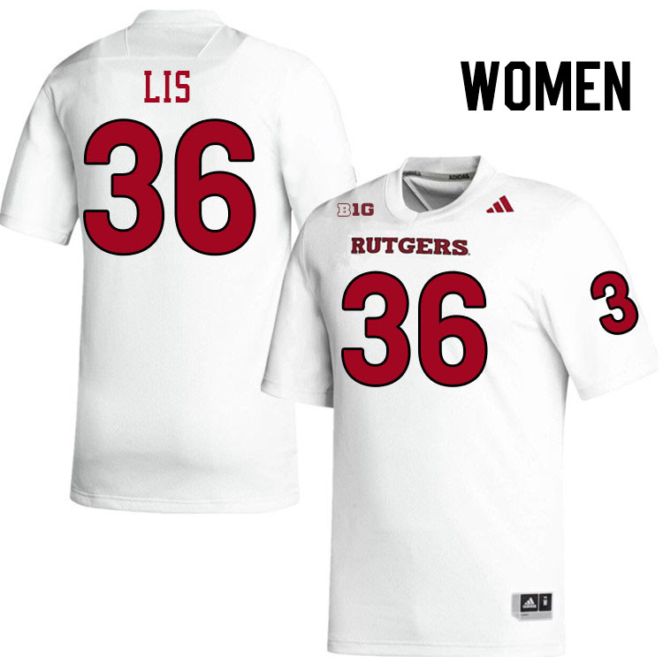 Women #36 Joey Lis Rutgers Scarlet Knights 2024 College Football Jerseys Stitched-White
